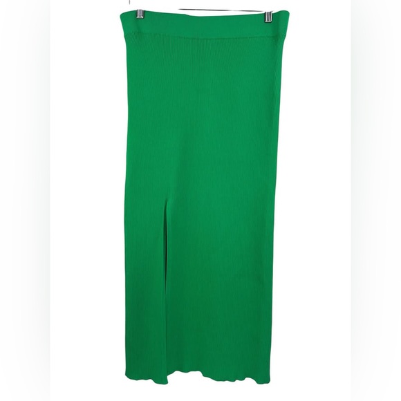 NWT ZARA RIBBED MIDI SKIRT GREEN Sz XL - Picture 4 of 9
